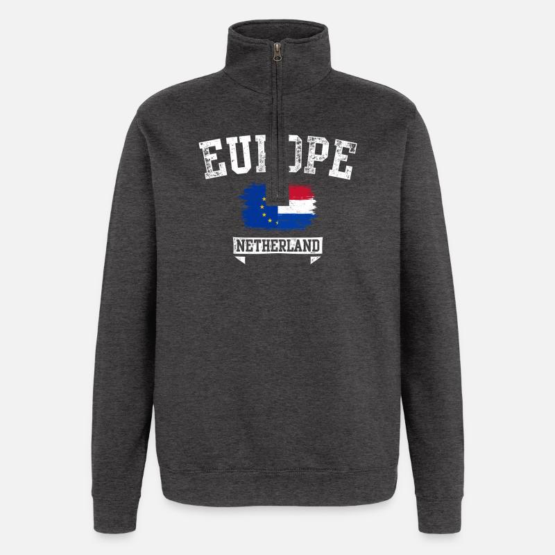 Europe Pays-Bas Drapeau Grunge - Sweat à zip 1/4 - charbon