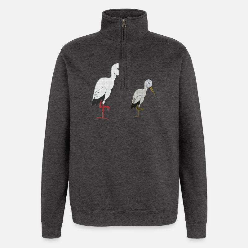 storch mit kind - Quarter-Zip-Sweatshirt - Anthrazit