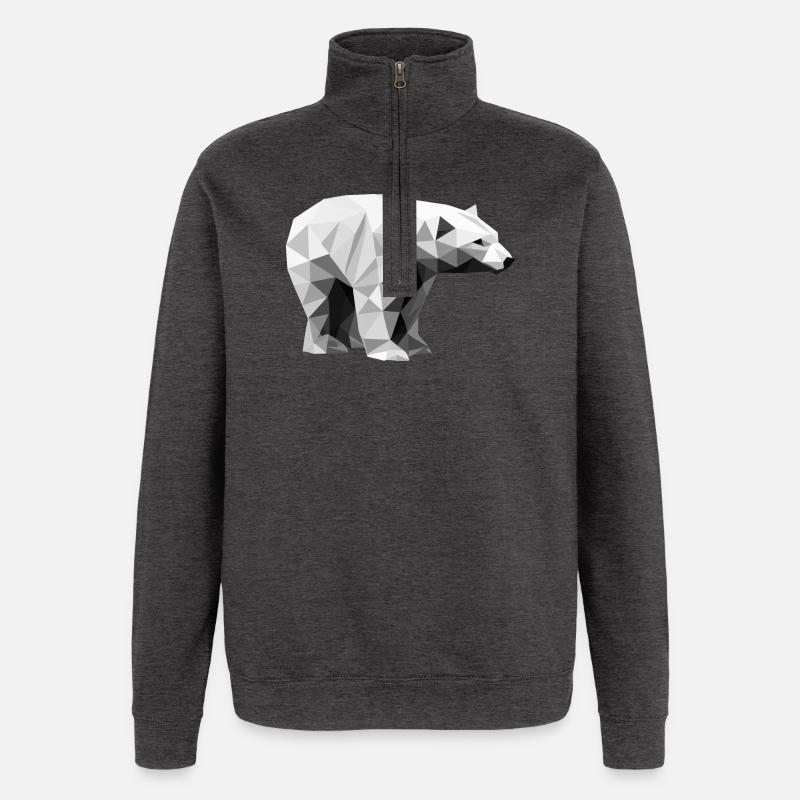 Geometrischer Eisbär | Low-Poly-Arktis-Tier - Quarter-Zip-Sweatshirt - Anthrazit