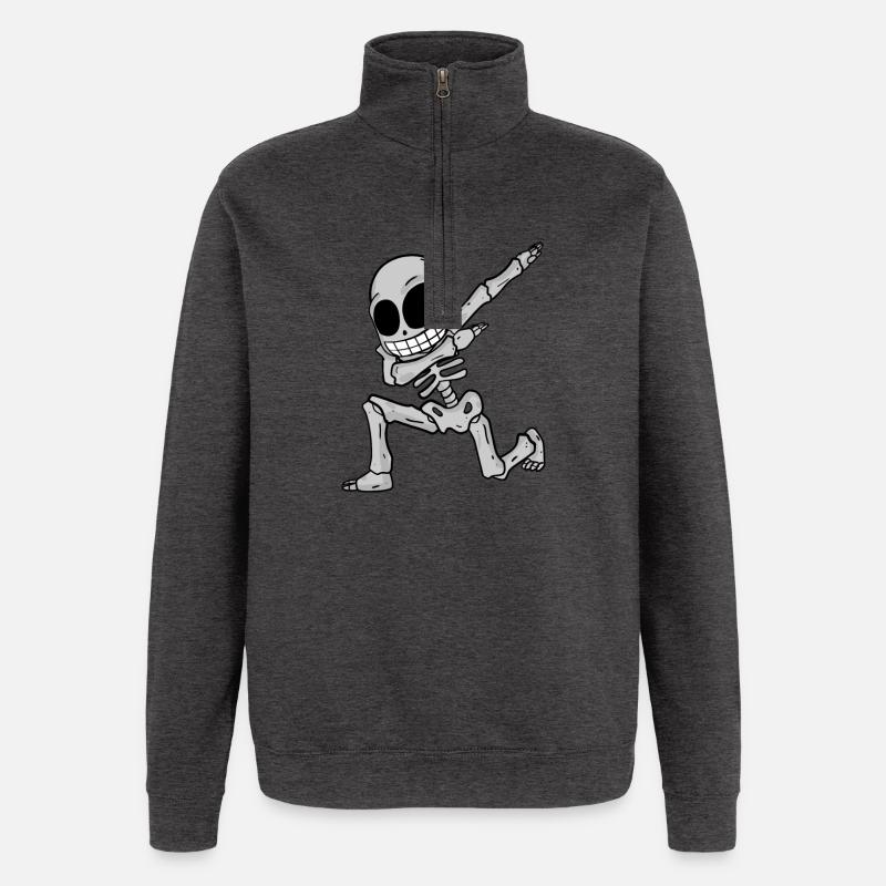 Skeleton dabbing - Quarter-Zip Sweatshirt - charcoal grey