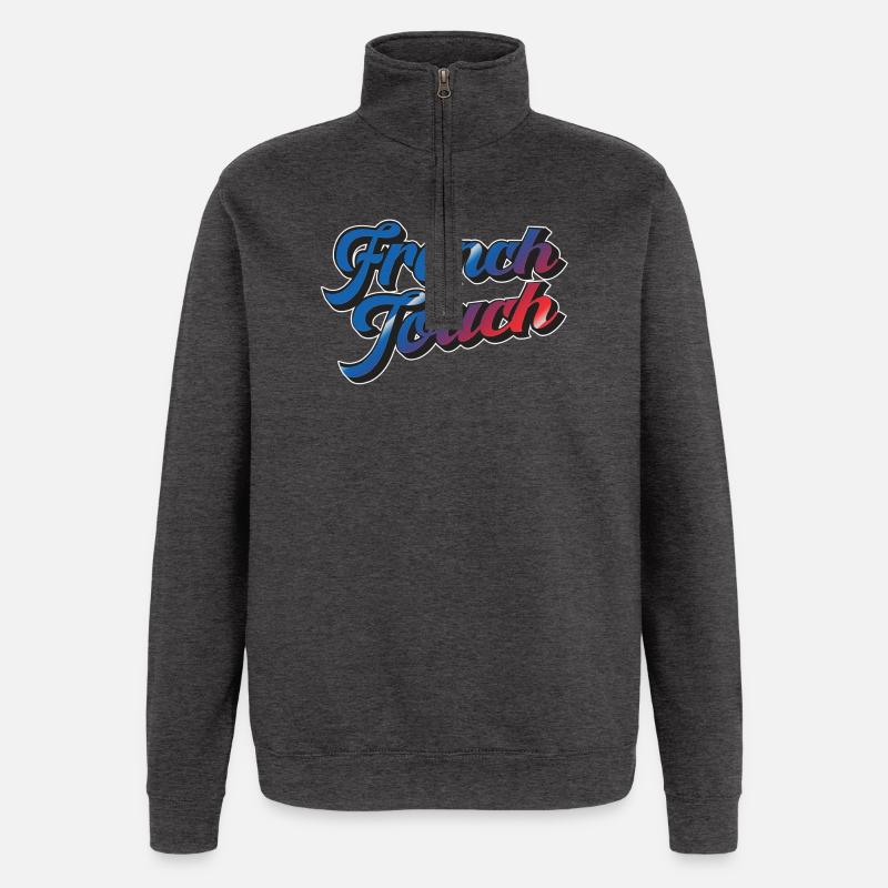 French Touch - Sweat à zip 1/4 - charbon