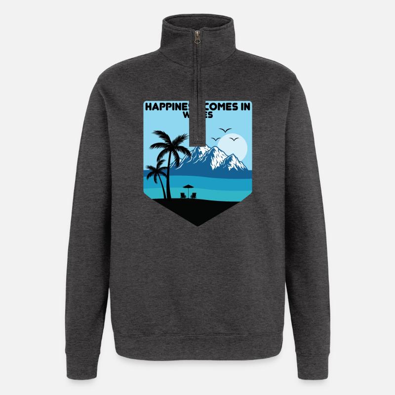 Le bonheur vient par vagues - Sweat à zip 1/4 - charbon