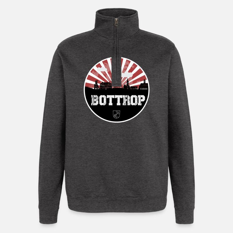 Bottrop Skyline Red & White - Quarter-Zip Sweatshirt - charcoal grey
