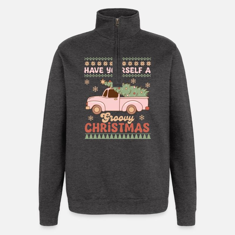 Pull de Noël moche - Sweat à zip 1/4 - charbon