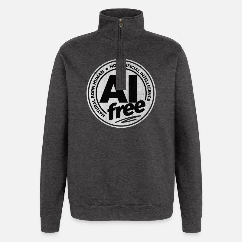 Sans IA - Pas d’intelligence artificielle - Sweat à zip 1/4 - charbon