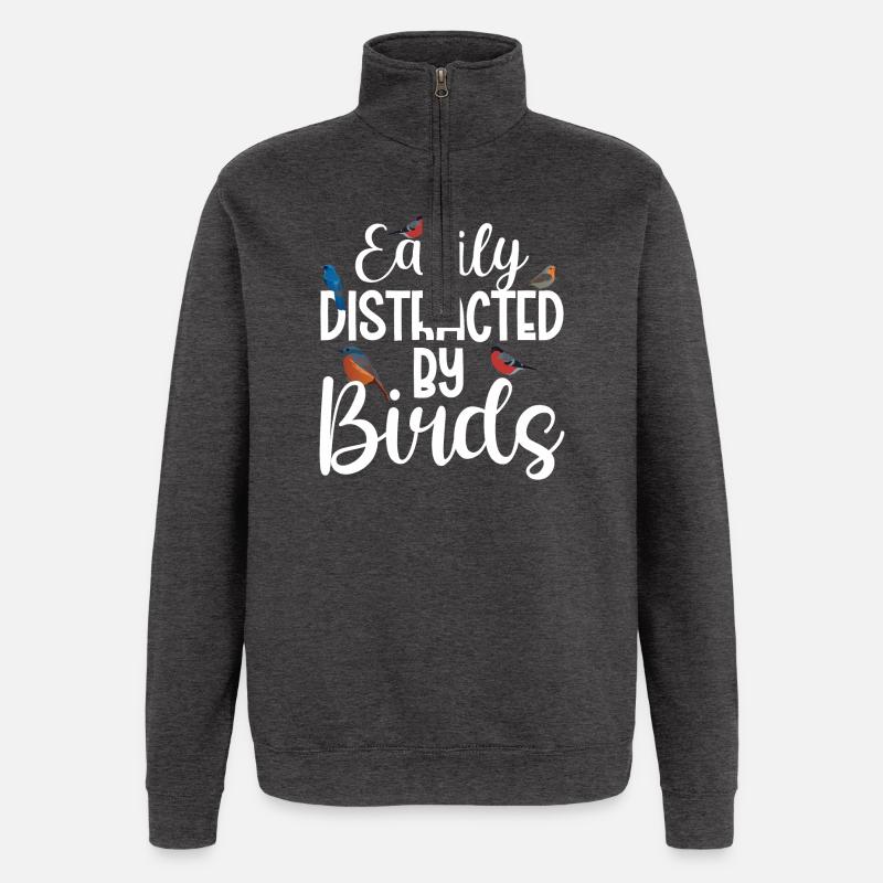 Facilement distrait par les oiseaux - Sweat à zip 1/4 - charbon