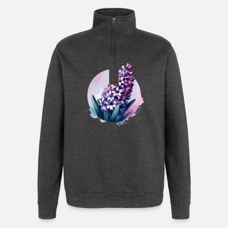 Jacinthe dessinée - Sweat à zip 1/4 - charbon