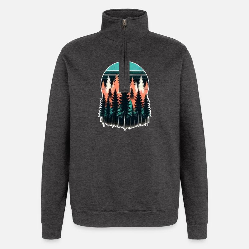 Forest Light Sunset - Quarter-Zip Sweatshirt - charcoal grey
