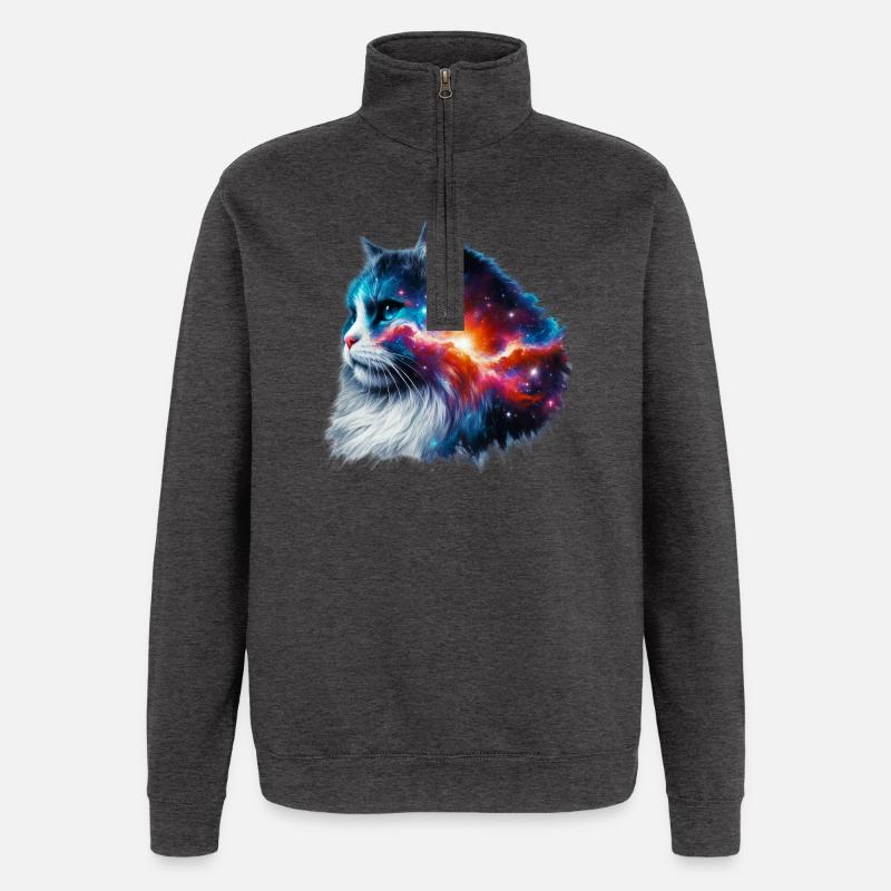 Katze - Quarter-Zip-Sweatshirt - Anthrazit