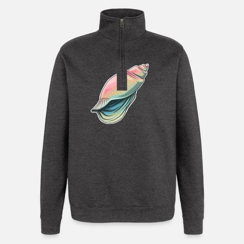 Illustration de coquillage pastel - Sweat à zip 1/4 - charbon
