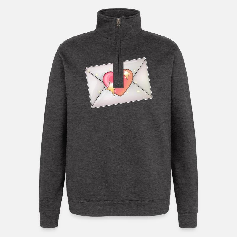 Coeur dans l’enveloppe Illustration romantique - Sweat à zip 1/4 - charbon