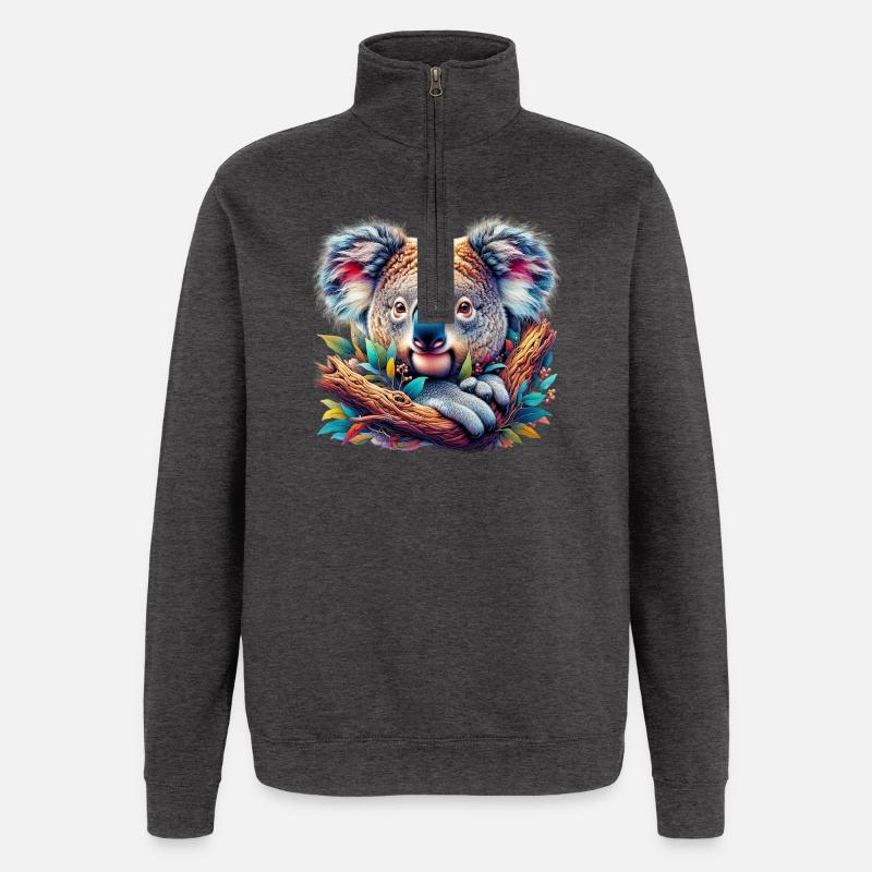 Koala - Sweat à zip 1/4 - charbon