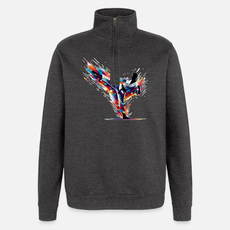 Karate Explosion - Quarter-Zip-Sweatshirt - Anthrazit