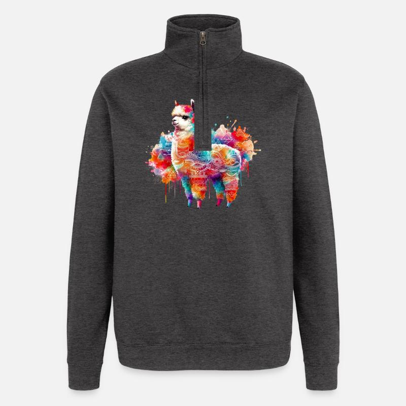 Alpaga - Sweat à zip 1/4 - charbon
