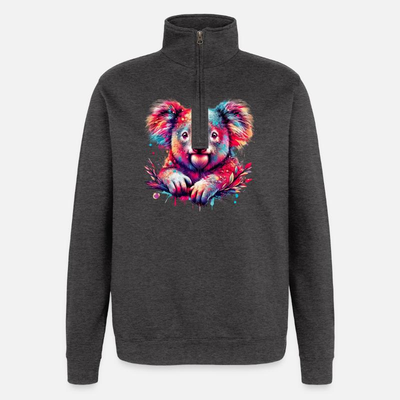 Koala - Sweat à zip 1/4 - charbon