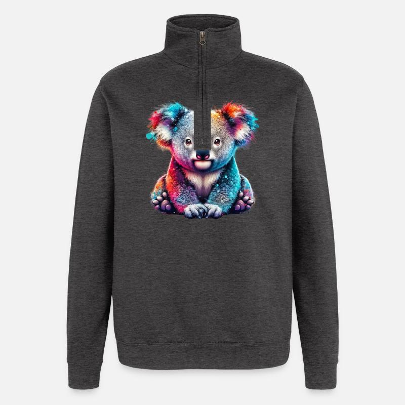Koala - Sweat à zip 1/4 - charbon