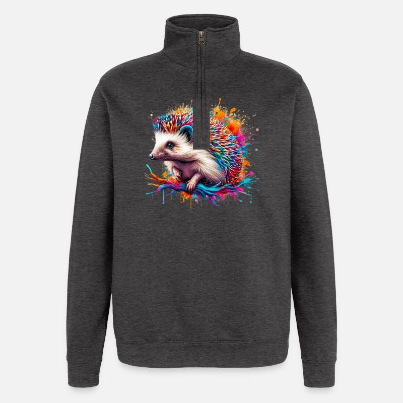 Hérisson - Sweat à zip 1/4 - charbon