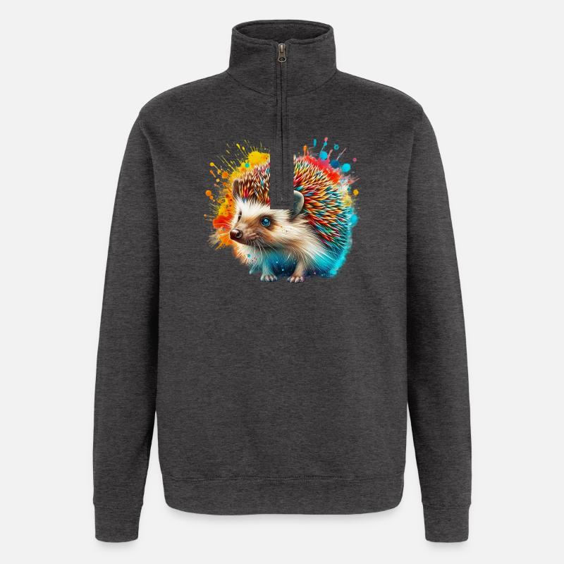 Hérisson - Sweat à zip 1/4 - charbon