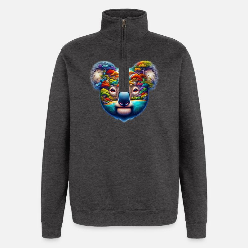 Koala - Sweat à zip 1/4 - charbon