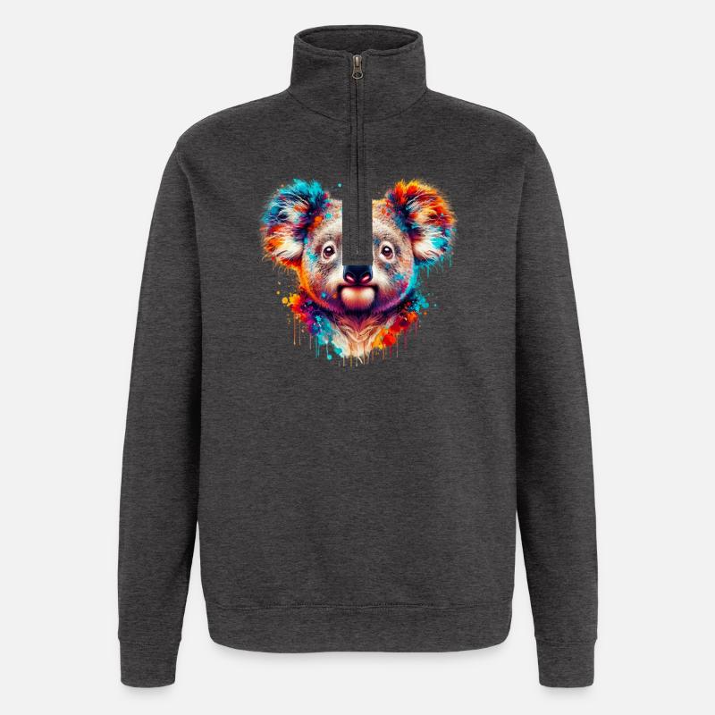 Koala - Sweat à zip 1/4 - charbon