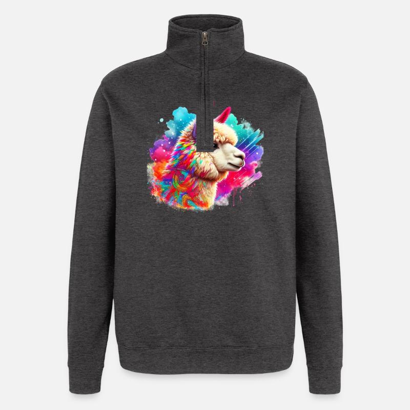 Alpaga - Sweat à zip 1/4 - charbon