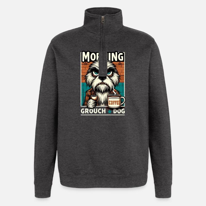 Morgens erstmal Kaffee - Quarter-Zip-Sweatshirt - Anthrazit