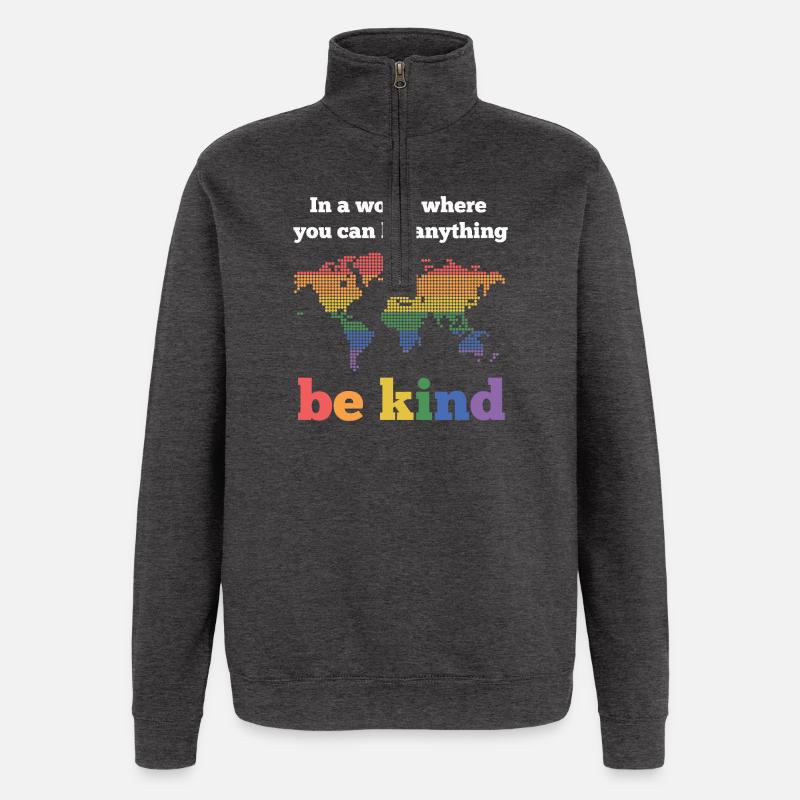 LGBTQ-Pride-Monat - Sei freundlich - Quarter-Zip-Sweatshirt - Anthrazit