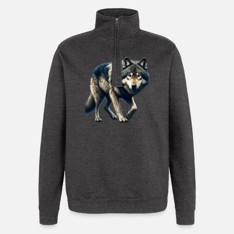 Wolf - Quarter-Zip Sweatshirt - charcoal grey