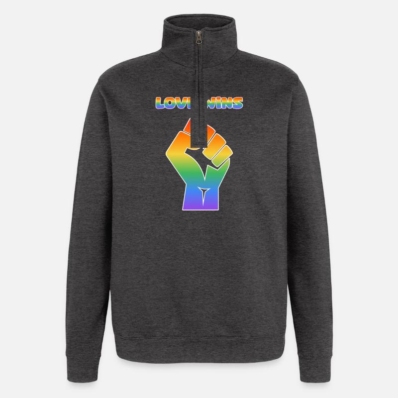 Regenbogenfaust – Liebe gewinnt - Quarter-Zip-Sweatshirt - Anthrazit
