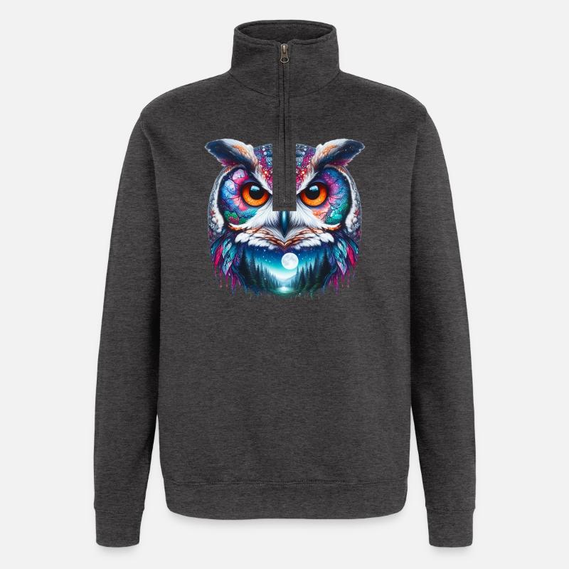 Owl - Quarter-Zip Sweatshirt - charcoal grey