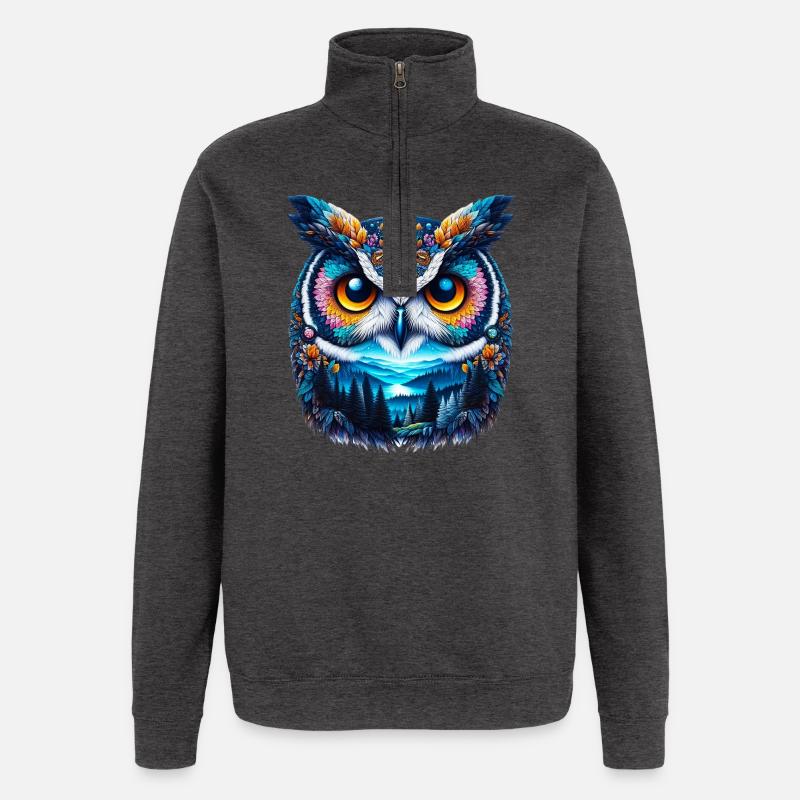 Eule - Quarter-Zip-Sweatshirt - Anthrazit