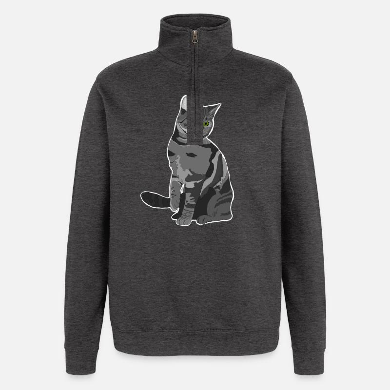 Graue Katze - Quarter-Zip-Sweatshirt - Anthrazit