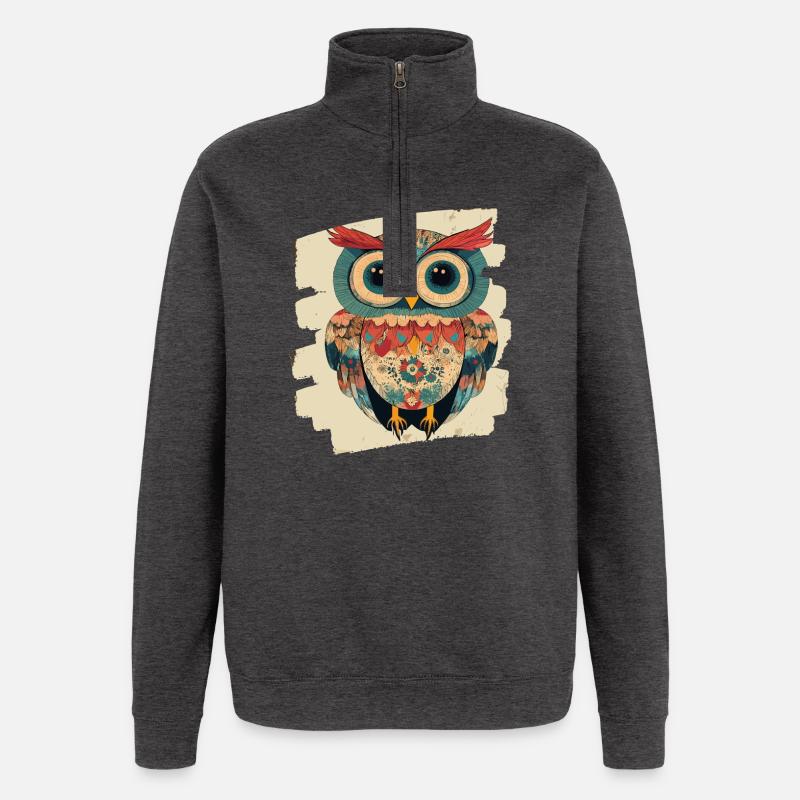 Eule - Quarter-Zip-Sweatshirt - Anthrazit