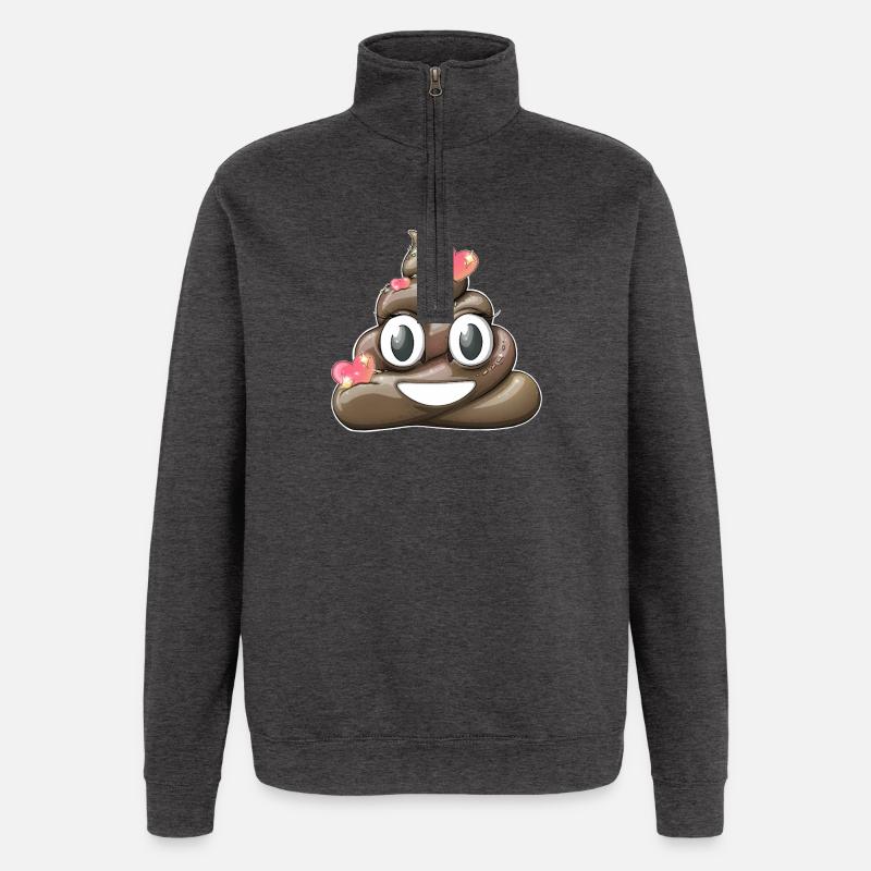 Conception ludique de caca heureux - Sweat à zip 1/4 - charbon