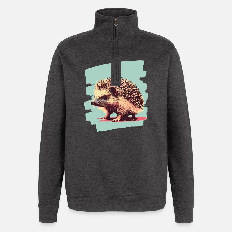 Hérisson - Sweat à zip 1/4 - charbon