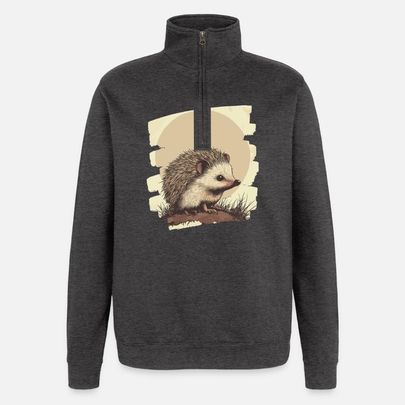 Hérisson - Sweat à zip 1/4 - charbon