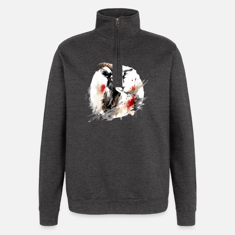 Zodiaque Chinois Chèvre - Sweat à zip 1/4 - charbon