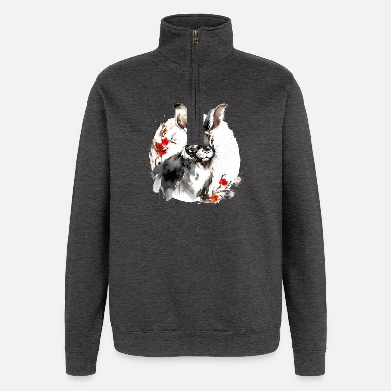 Chinesisches Sternzeichen Hase - Quarter-Zip-Sweatshirt - Anthrazit