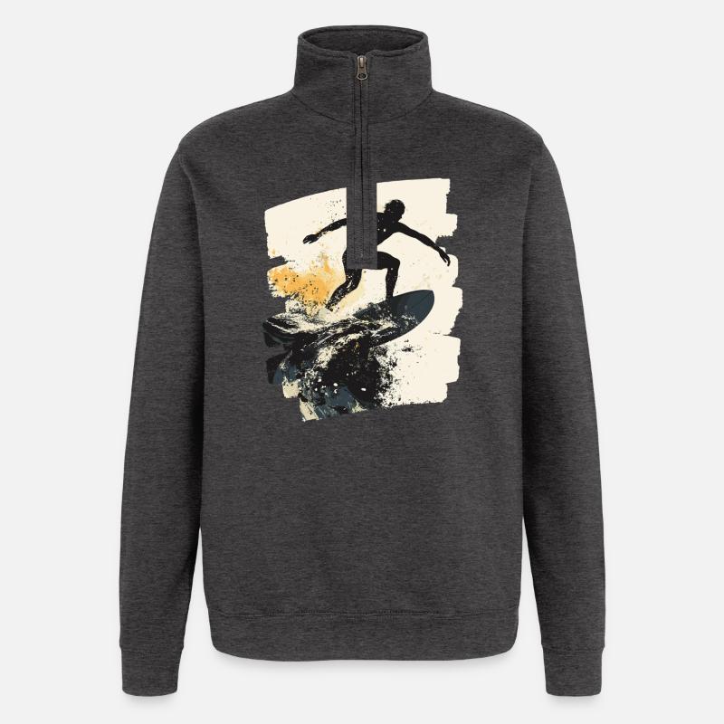 Surfeur Surf Planche de surf Surf - Sweat à zip 1/4 - charbon
