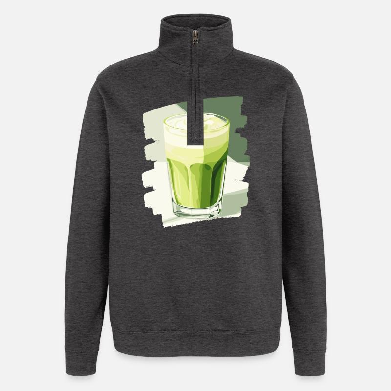 Matcha Latte Lover Thé vert - Sweat à zip 1/4 - charbon