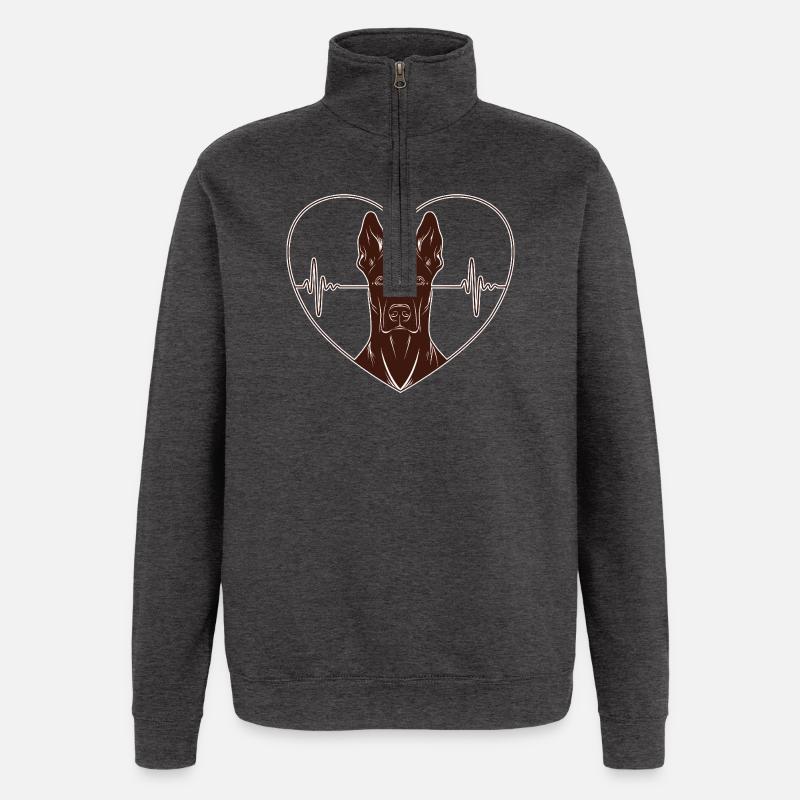 Herz Dobermann Design – Rust Look - Quarter-Zip-Sweatshirt - Anthrazit