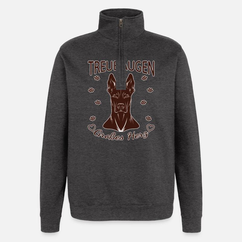 Dobermann Design – Herz & Treue Rust - Quarter-Zip-Sweatshirt - Anthrazit
