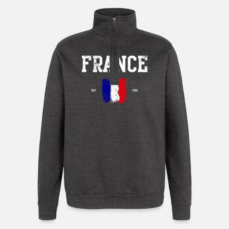 Drapeau français Traits de peinture Design - Sweat à zip 1/4 - charbon