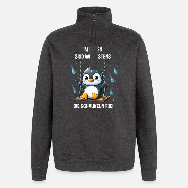 Pinguin Schaukel introvertiert melancholisch - Quarter-Zip-Sweatshirt - Anthrazit