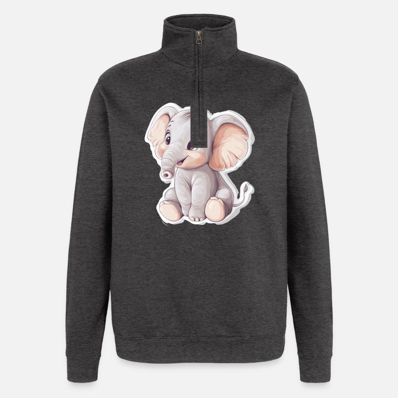 Éléphant - Sweat à zip 1/4 - charbon
