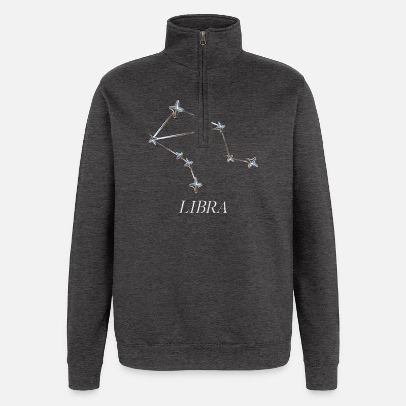 Libra Constellation – Silver Minimal Constellation - Quarter-Zip Sweatshirt - charcoal grey