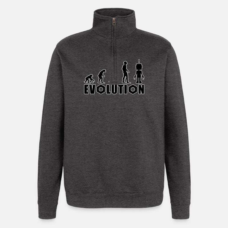 Evolution von Mensch zu Android - Quarter-Zip-Sweatshirt - Anthrazit
