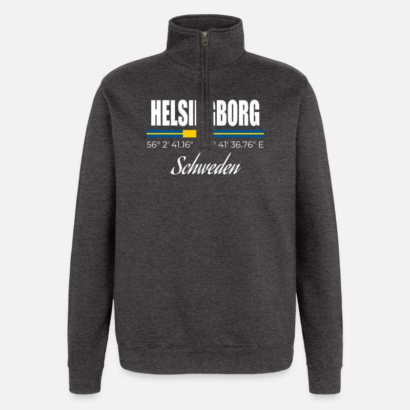 Helsingborg - Sweat à zip 1/4 - charbon
