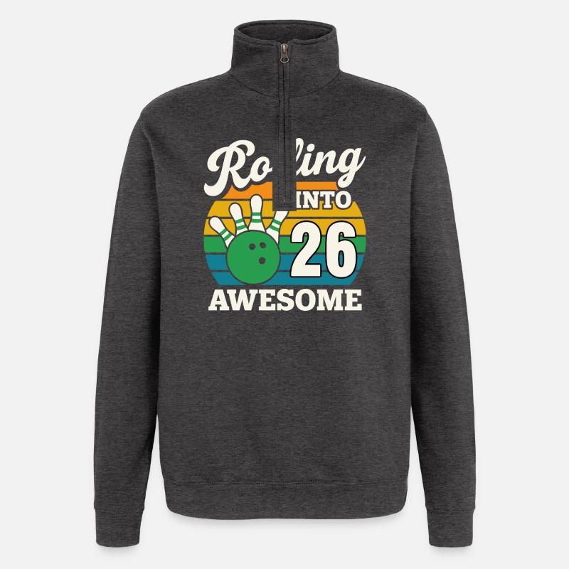 Rolling Into 26 Birthday Design - Quarter-Zip Sweatshirt - charcoal grey