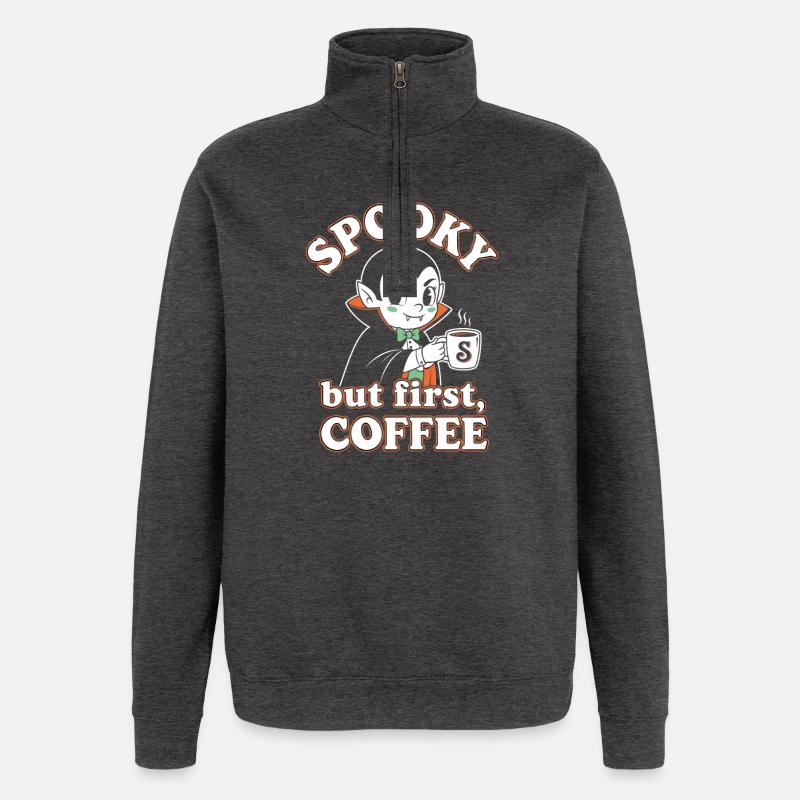 Charme de café effrayant - Sweat à zip 1/4 - charbon